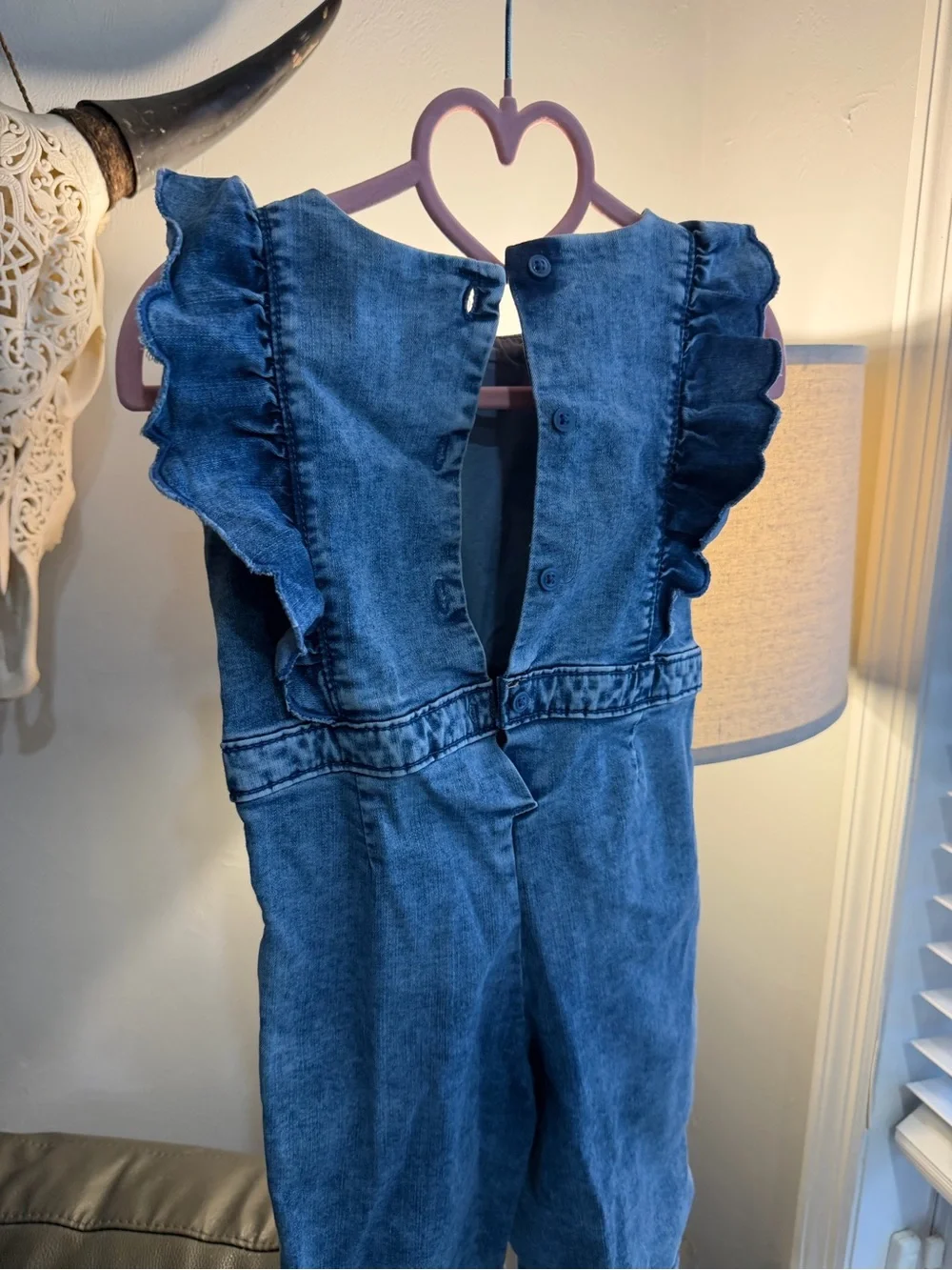 Janie and Jack Ruffle Denim Jumpsuit